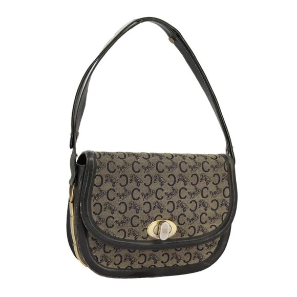 CELINE C Sulky Shoulder Bag Canvas Navy Beige - Picture 1 of 16